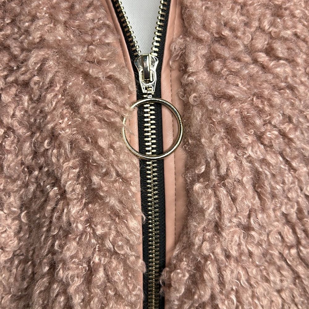 ZARA Pink Fuzzy Bomber Teddy Jacket. Size S - Picture 2 of 6